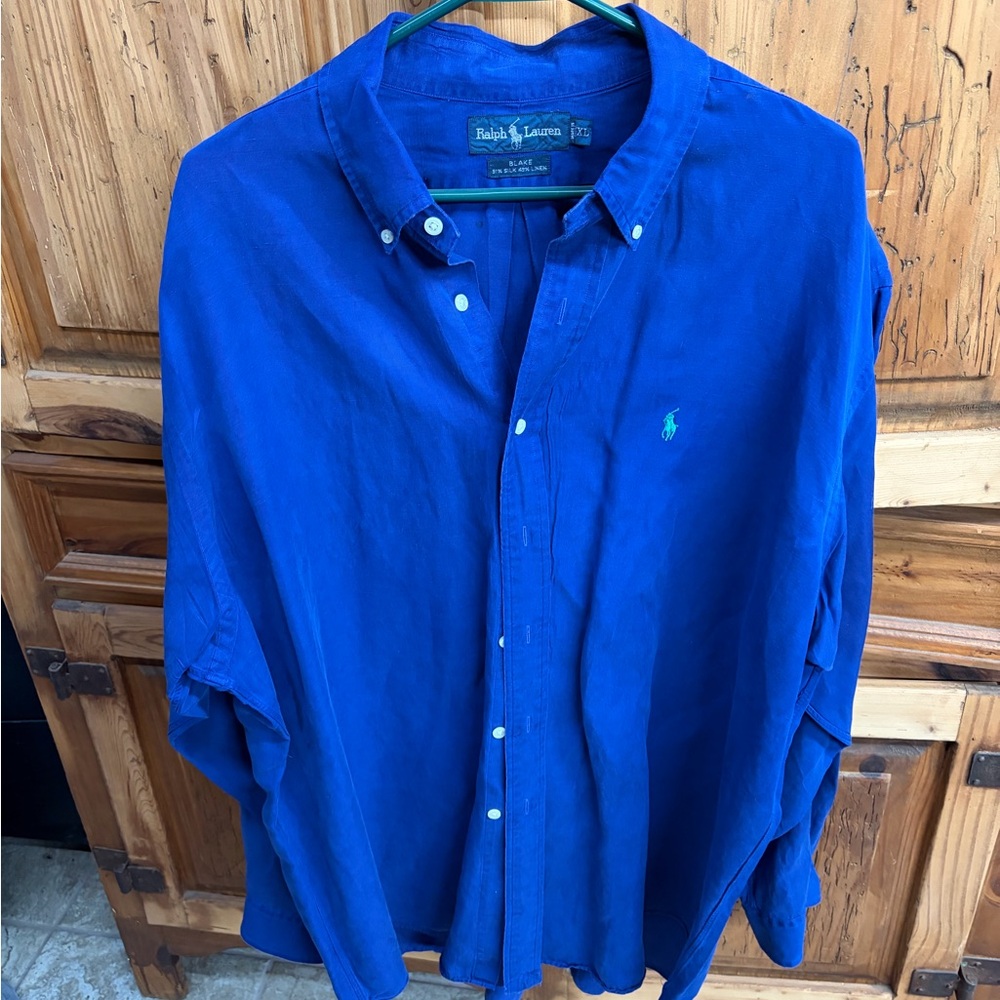 Ralph Lauren Men's Vibrant Blue Button Down Shirt